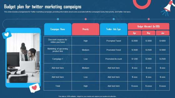 Budget Plan For Twitter Marketing Campaigns Using Twitter For Digital Promotions