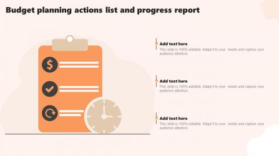 Budget Planning Actions List And Progress Report