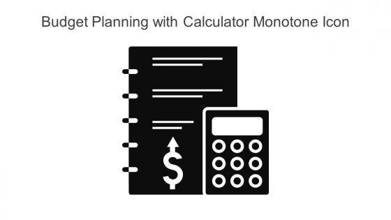 Budget Planning With Calculator Monotone Icon In Powerpoint Pptx Png And Editable Eps Format