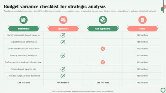 Budget Variance Checklist For Strategic Analysis