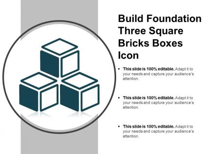 Build foundation three square bricks boxes icon
