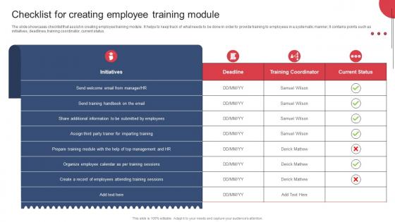 Building And Maintaining Effective Team Checklist For Creating Employee Training Module
