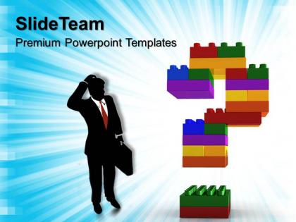 Building blocks math powerpoint templates confused man with question business ppt slides