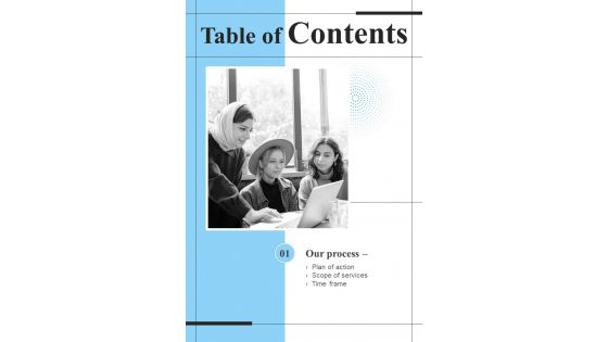 Building Brand Positive Image For Table Of Contents One Pager Sample Example Document