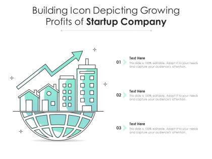 Building icon depicting growing profits of startup company