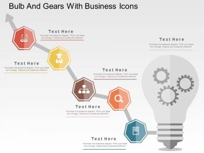 Bulb and gears with business icons flat powerpoint design