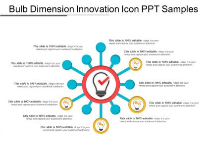 Bulb dimension innovation icon ppt samples