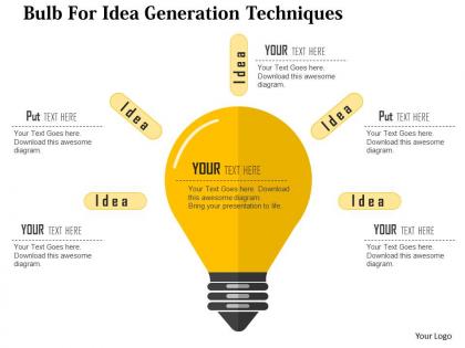 Bulb for idea generation techniques flat powerpoint design