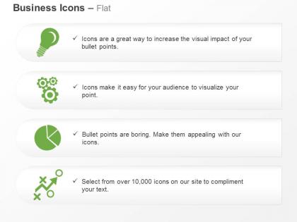 Bulb gears pie chart growth bar graph ppt icons graphics