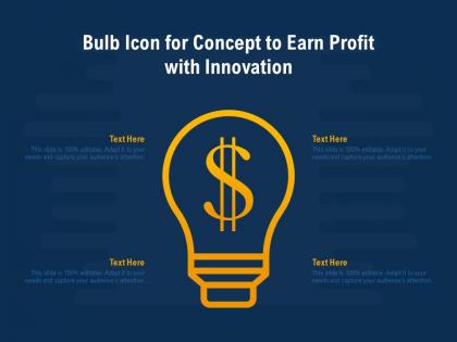 Bulb icon for concept to earn profit with innovation