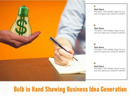 Bulb in hand showing business idea generation