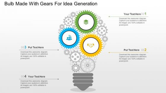 Bulb made with gears for idea generation flat powerpoint design