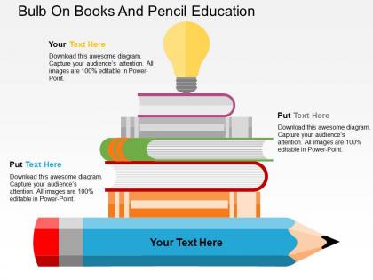 Bulb on books and pencil education flat powerpoint design
