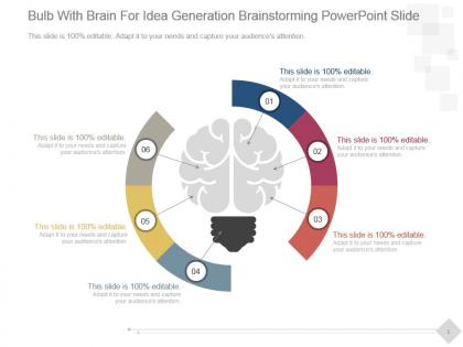 Bulb with brain for idea generation brainstorming powerpoint slide