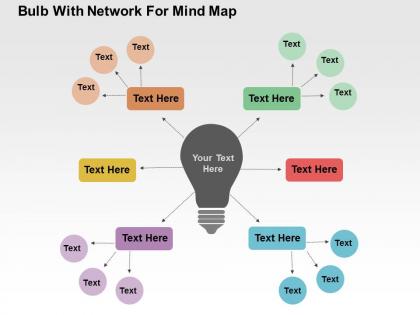 Bulb with network for mind map flat powerpoint design