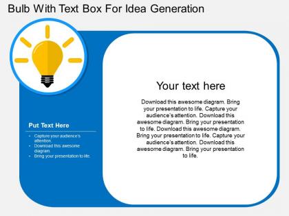 Bulb with text box for idea generation flat powerpoint design