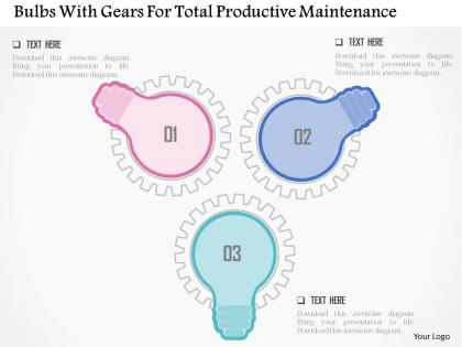 Bulbs with gears for total productive maintenance flat powerpoint design