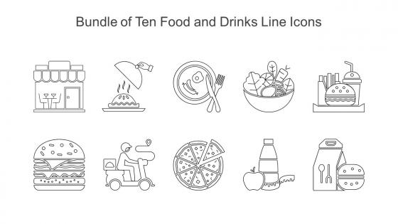 Bundle Of Ten Food And Drinks Line Icons
