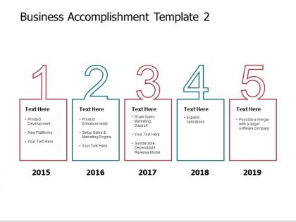 Business accomplishment template 2015 to 2019 powerpoint slides
