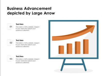 Business advancement depicted by large arrow