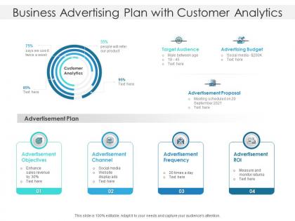 Business advertising plan with customer analytics