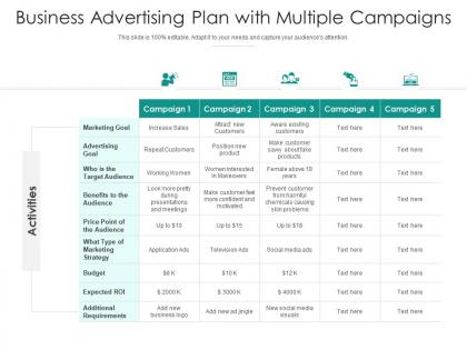 Business advertising plan with multiple campaigns