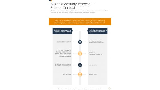 Business Advisory Proposal Project Context One Pager Sample Example Document