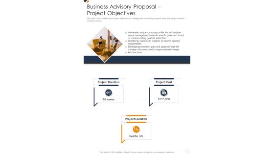 Business Advisory Proposal Project Objectives One Pager Sample Example Document