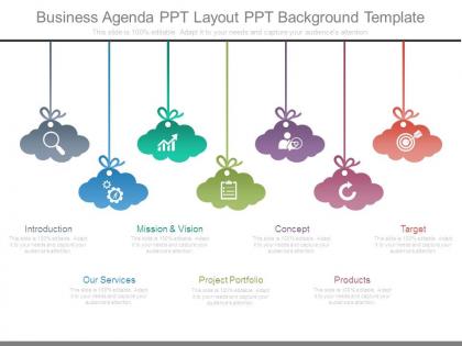 Business agenda ppt layout ppt background template