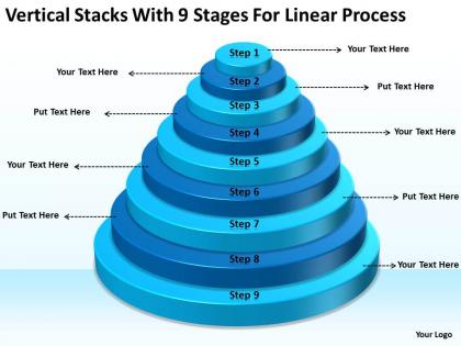 Business analysis diagrams vertical stacks with 9 stages for linear process powerpoint slides