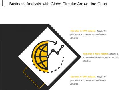 Business analysis with globe circular arrow line chart
