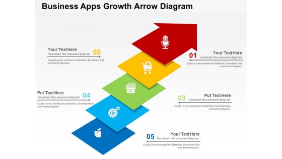 Business apps growth arrow diagram flat powerpoint design