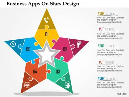Business apps on stars design flat powerpoint design