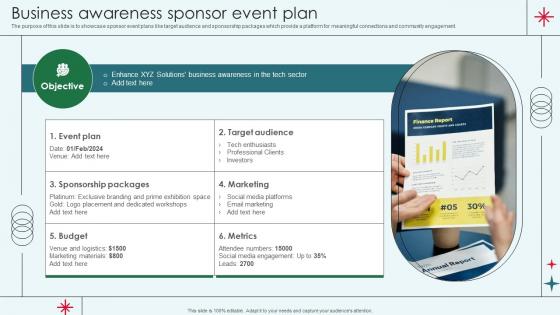 Business Awareness Sponsor Event Plan