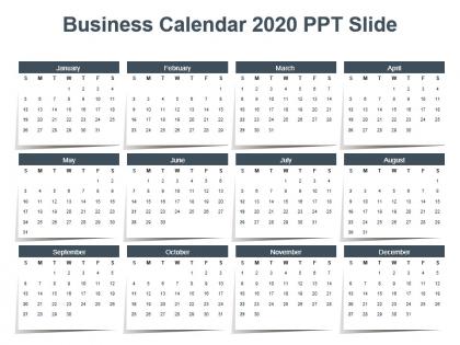 Business calendar 2020 ppt slide
