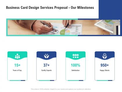 Business card design services proposal our milestones ppt powerpoint presentation tips