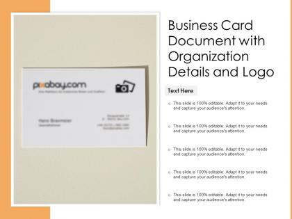 Business card document with organization details and logo