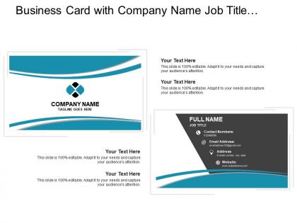 Business card with company name job title and email address