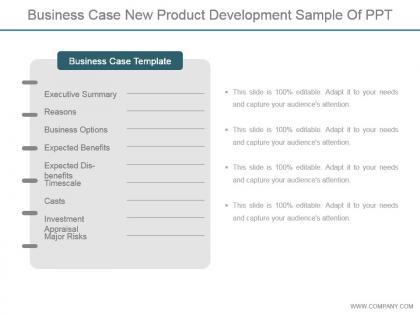 Business case new product development sample of ppt
