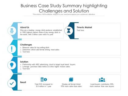 Business case study summary highlighting challenges and solution