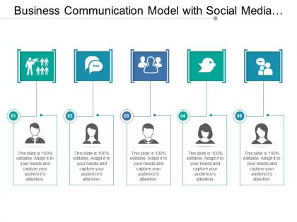 Business communication model with social media showing five points