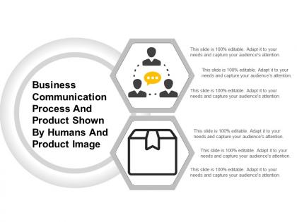 Business communication process and product shown by humans and product image