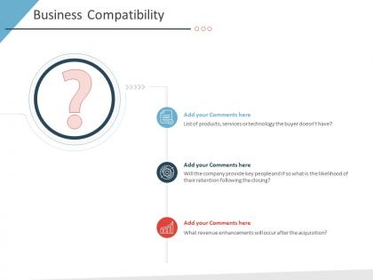 Business compatibility business purchase due diligence ppt icons