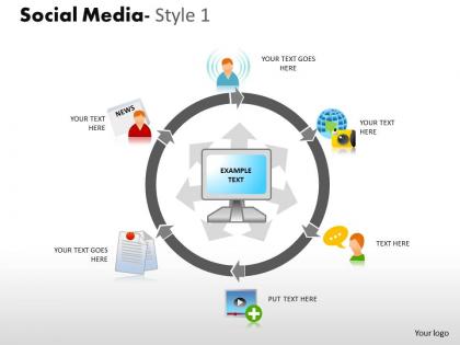 Business Consulting Social Media Circular Diagram With Social Media Icons Powerpoint Slide Template