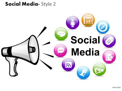 Business Consulting Social Media Loud Speaker Circular Diagram Image Slide Powerpoint Slide Template