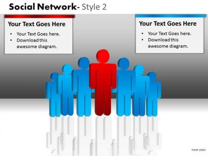 Business consulting social network 3d men team individual red men network powerpoint slide template