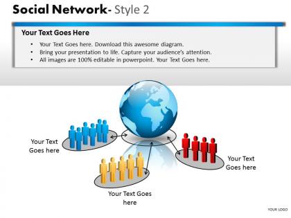 Business consulting social network colorful 3d men global communication powerpoint slide template