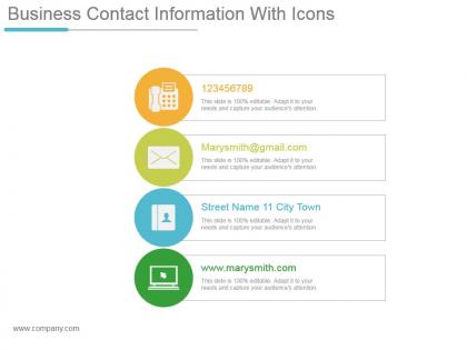 Business contact information with icons powerpoint show