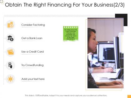 Business controlling obtain the right financing for your business ppt microsoft