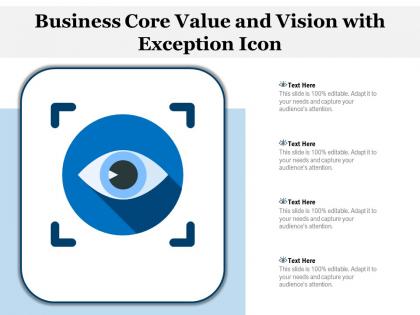 Business core value and vision with exception icon